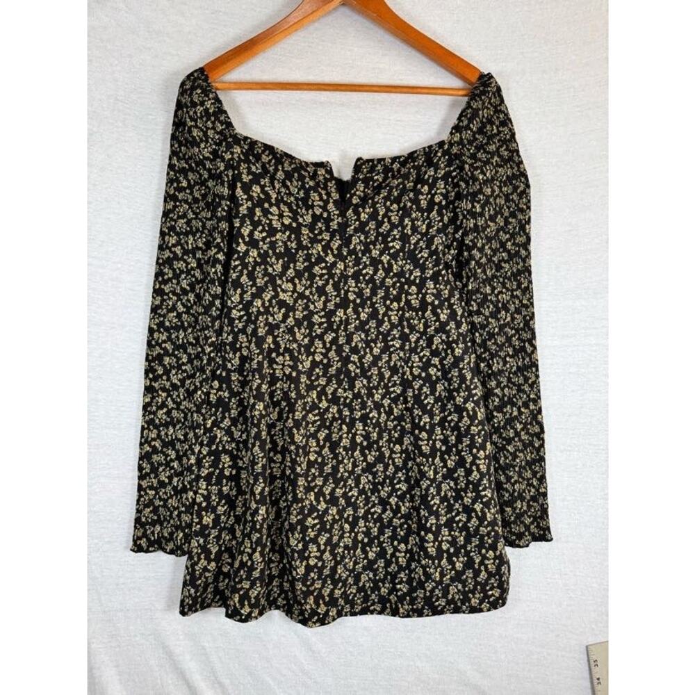 LA Hearts Mini Dress Long Sleeve Bustier Smocked Black Floral Pattern sz Small